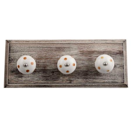 White Brown Dot Wooden Hooks